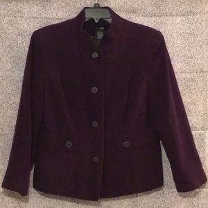Plum colored wool blend, button up jacket. Size 16